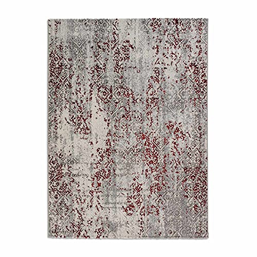 Hochwertiger Designer Teppich Antea - Moderne Kurzflorteppiche - Wohnzimmerteppich im Vintage Design - 160 x 230cm, Ornamente rot/beige
