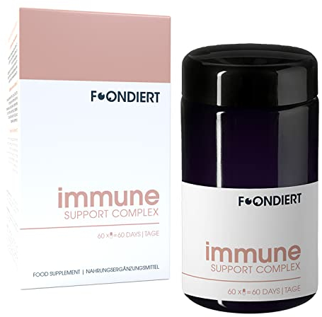 Foondiert® – Immun Support Kapseln 60 Tage Immunsystem schützen und stärken mit Vitamin C - D3 und B12 - Selen - Folat - Komplex mit bioverfügbaren Elementen für ein starke Abwehr