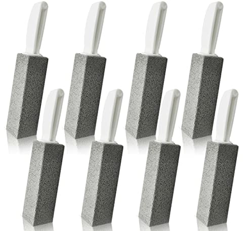[8 Pack] Pumice Stone for Toilet Bowl Cleaning with Handle, Pumice Stone Toilet Cleaning Brush, Also Removes Limescale, Calcium Buildup and Hard Water Rings