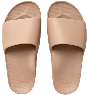 ARCHIES Arch Support Slides – Orthotic Recovery Sandals for Plantar Fasciitis Relief, Foot Pain & Heel Pain – Lightweight, Cushioned, Shock-Absorbing Slides for Walking, Standing, Tan (UK 5)