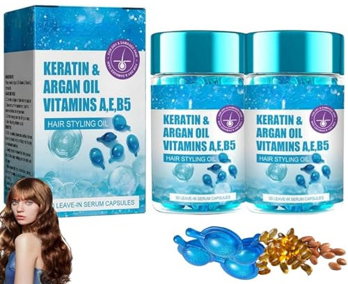 IFFANY Sérum Capillaire à la kératine et à l'huile d'argan, Capsules de sérum Capillaire pour Cheveux crépus, secs et abîmés