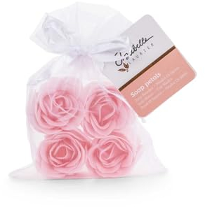 Isabelle Laurier - Set de 4 Roses de bain dans une Pochette en Organza - Confettis Pétales de rose avec 98% d'ingrédients Naturels - Cadeau Femme