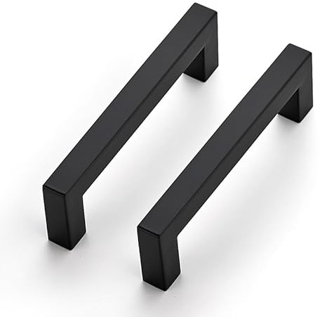 Ravinte 25 Pack Kitchen Door Handles Black Handles for Cupboard 96mm | Square Bar Grip, Smooth Pull Feel, For Cupboards, Wardrobes, Cabinets, Drawers, Kitchen Door Hardware, Furniture Restyle
