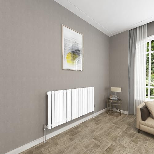 Sky bathroom | 600x1180mm - Modern White Horizontal Single Panel Oval Column Radiator Central Heating Designer Radiator