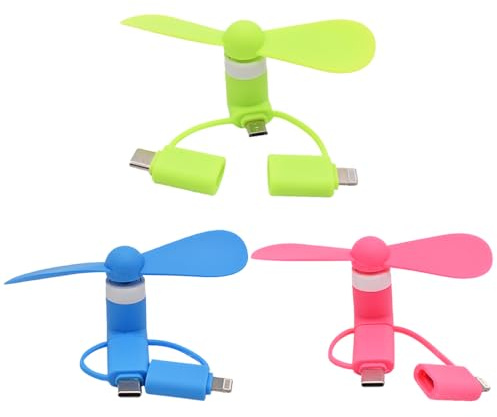 LGWJHCY 3PCS Mini Mobile Phone Fans, 3 in 1 Portable USB Mini Fan for Android Phone/USB Type-C Phone and more, Pocket Fan (Red,Green,Blue)