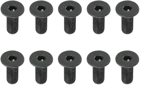 PATIKIL 10 stycken platta skruvar M10 x 25 mm, mellankolstål sexkantsskruvar, maskinskruvar, helgänga, svart oxid, klass 10,9