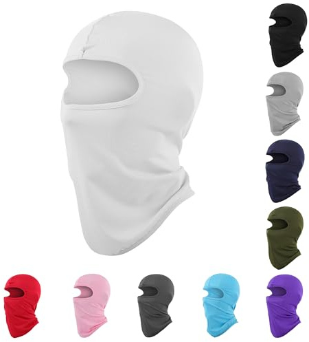 Pukavt Kids Balaclava Ski Mask for Boys and Girls, UV Protection Windproof Scarf for Winter Snowboard Cycling White