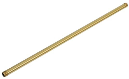 Veemoon Polished Brass Nipple Pipe Threaded Lamp Fixture Rod M10 300mm for DIY Lighting Projects Straight Brass Lamp Connector