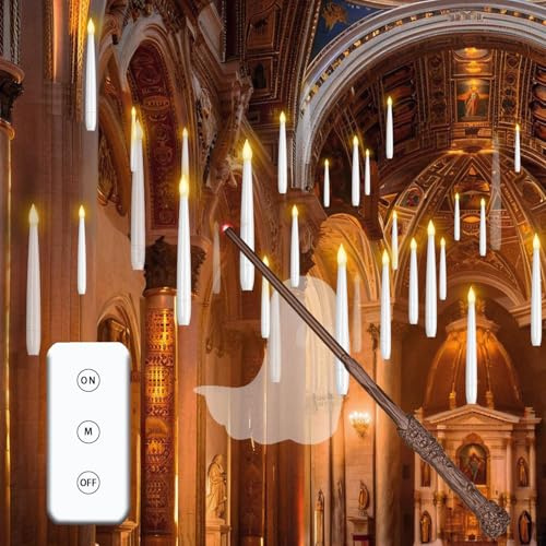 Floating Candles, LED Candle with Magic Wand Remote,Flameless Taper Floating Candles(6H Timer) for Decor Christmas,Wedding,Theme Party