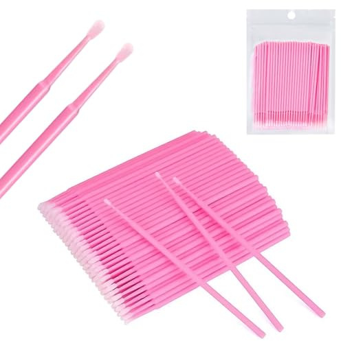 Dreamil Mikro-Applikator-Pinsel,400 Stück Einweg Microbürsten,Micro Wimpernbuerste,Mascara-Tupfer Für Lashes Graft,Make-up Reinigungsstäbchen,Sauberkeit(Rosa/Hellviolett/Blau) (Rosa 400 Stück)