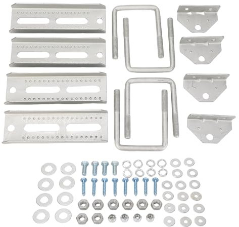 SEAFRONT 4pcs Barca Roulotte Bunkets Accessori per Rimorchi Barca Barca 8 Pollici a 2 Strati Crossmember Regolabile Altezza Regolabile u Bulloni Galvanizzato Kit Staffa Rotante in Ferro