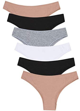 Channo Bragas Brasileñas de Algodón Lisas con Acabado Fino Que No Marca - Pack de 6, Surtido, L/XL