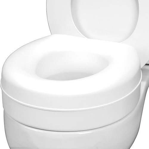 HealthSmart Enhanced Comfort 5 Raised (Round) Toilet Seat Risers for Seniors 5 Slip Resistant Pads FSA/HSA Eligible Padded Toilet Seat Elevation 15.7 x 15.2 x 6.1