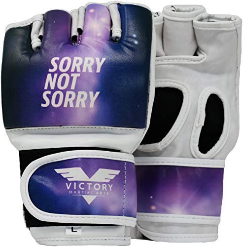 Damen MMA Handschuhe Boxhandschuhe Kunstleder Fingerlose Boxsack Handschuhe für Kickboxen, Sparring, Muay Thai und schwere Tasche (XXS, Sorry, Not Sorry)