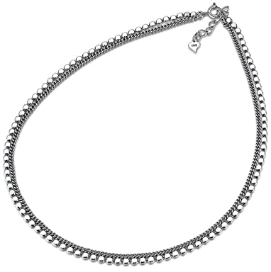 Bishilin Herren Halskette ohne Anhänger, 4MM Bohnenkette mit Collierverschluss Silber Kette 925 39CM Biker Freundschaftskette für Männer Jugend