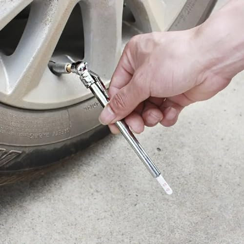 AUTOZOCO Manómetro de presión de neumáticos portátil, Medidor de presión de aire para neumáticos, Medidor de presión para llantas, Manómetro portátil, Mide de 5-50 PSI, Apto para coche y bicicleta