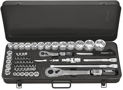 MATADOR Steckschlüsselsatz 61-tlg. | Steckschlüssel 6-kt. | Ratschenkasten mit 1/2 & 1/4 Zoll Ratsche | KFZ Werkzeug Metallkasten | inkl. Bit Set & Zündkerzenschlüssel | MATADOR Werkzeug Nr. 41189130