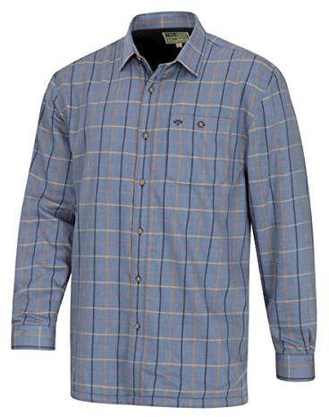 Hoggs of Fife Blackthorn Micro-Fleece Lined Shirt - Sky Blue Check Large Blue