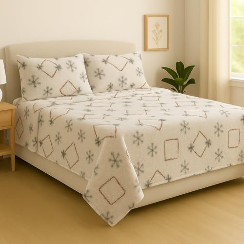 Corredocasa Completo Letto Lenzuola in Pile Coral Soffice Caldo Top QUALITA' Made in Italy- Set Sotto Sopra e Federe Fantasia Super Extra Morbido per un Caldo Inverno (Una Piazza e Mezza)
