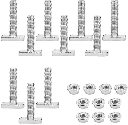 Vordpe Lot de 10 vis à tête marteau - M8 x 30 mm - En acier inoxydable A2-70 photovoltaïque - Avec écrou à bride - Pour modules PV, profilé en aluminium photovoltaïque, serre, rail de montage solaire