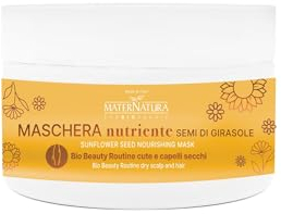 Maternatura, Maschera Capelli Secchi Nutriente ai Semi di Girasole, Trattamento Capelli Danneggiati ad Azione Idratante, Bio Beauty Routine Cute e Capelli Secchi, Made in Italy - 200 ml