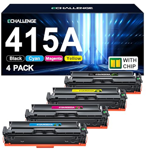 ECHALLENGE 415A Toner mit Chip Kompatibel für HP 415A 415X Multipack Tonerkartusche Ersatz für W2030A W2030X W2031A W2032A W2033A MFP M479fdw Toner M479fnw M479fdn M479dw M454dn M45