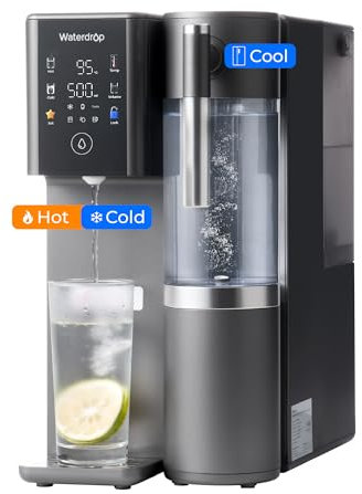 Waterdrop WD-A2 Countertop Reverse Osmosis System, 𝐇𝐨𝐭 𝐚𝐧𝐝 𝐂𝐨𝐥𝐝 RO System, Portable Pure Water Tank, Bottleless Water Cooler, 6 Temperature Settings, Hot Cold Room Water, 3:1 Pure to Drain