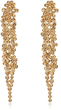 EVER FAITH Boucles d'oreilles en Cristal Strass Banquet Long Lustre Pendaison Boucles d'oreilles pour Femme Mariage Prom Mariée Clair Ton d'argent