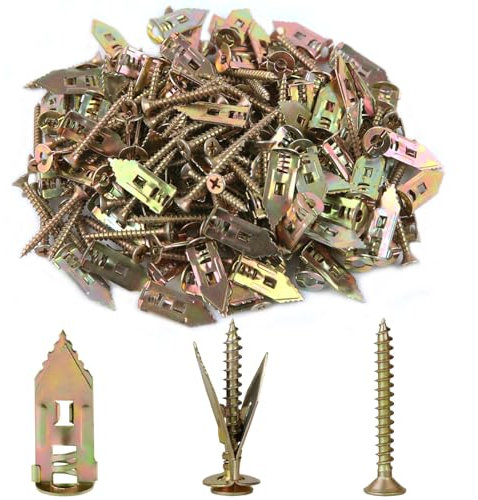 LEONTOOL 200PCS ancrages autoperceurs pour cloisons sèches avec kit de vis, pas de perceuse ni de trous dans le mur pour TV, étagère, carbénet, rideaux