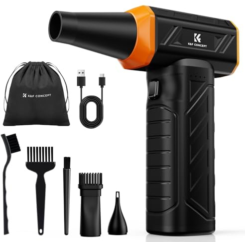 K&F CONCEPT Long-Lasting Compressed Air Duster, 8000mAh-150min Endurance | 150000RPM | LED Light | 3 Gear Adjustable | Rechargeable Brushless Motor for Computer, Keyboard, Car, Home, Outdoor