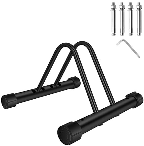 COMINGFIT Supporto per bici MTB, portabiciclette, supporto per parcheggio da pavimento, supporto regolabile per pneumatici di diversa larghezza, supporto per biciclette da esterno in metallo per