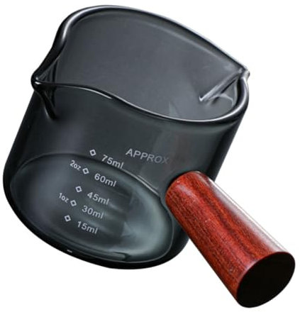 KICHOUSE Jarra De Leche De Con Mango De Madera Recipiente De Café y Leche Con Para Espresso y Latte Art