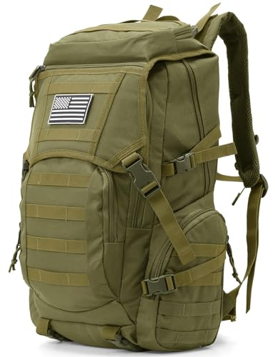 AUMENTAR 35L Military Tactical Backpack for Men, Water Resistant Assault Pack for Women, Army Green Molle Daypack 3 Day Bug Out Bag Rucksack for Trekking,Camping,Survival,EDC