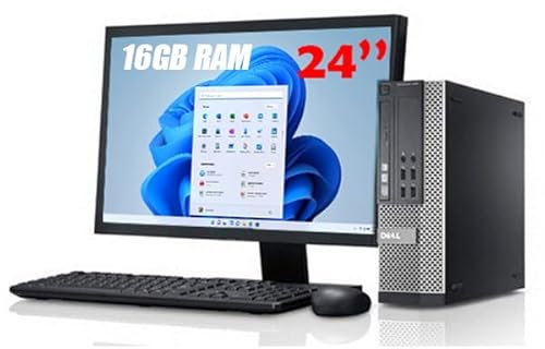 Ordenador de sobremesa genérico con 16GB RAM - CPU i5, SSD 240 GB, Windows 11 Pro, pantalla de 24 Full HD, WiFi, teclado ratón, DVD, oficina, paquete de PC, compatible con reacondicionado, completo