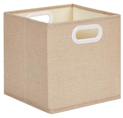 Mangata Caja de almacenamiento de tela sin arrugas, 25 x 25 x 25 cm, para cestos de ropa, cestas, cofres, juguetes (color caqui claro)