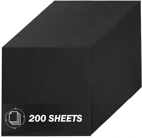 Papier origami noir 15×15cm 200 feuilles 80gsm recto verso | Uncle Paul Papier pliable créatif carré 6×6 pour arts DIY, projets créatifs pour enfants et adultes UAP38BK200