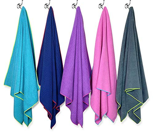 Flow Microfiber Quick Dry Swim Towel - Pool Towels for Competitive Swimming and Other Water Sports with Medium and Large Options Available (Navy, Medium (47” x 20”))