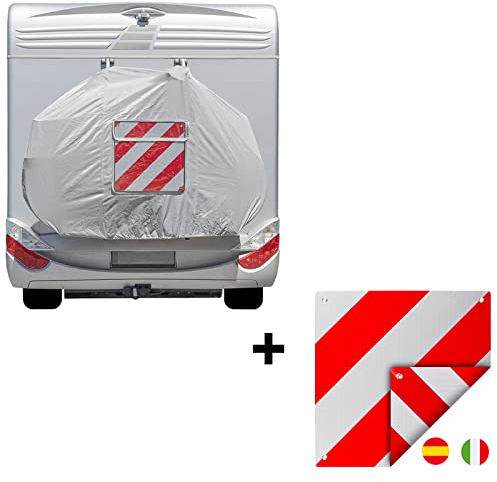 APT Set Fahrradschutzhülle für 2 Fahrräder inkl. Sichttasche und Warnschild zum wenden Spanien/Italien Warntafel Fahrradabdeckung Schutzhülle Heckträger Fahrradträger