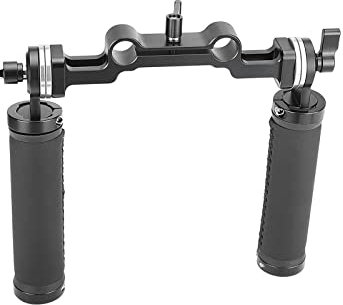 SZRIG Rosette Handgrips Rubber Handheld Handle with Dual 15mm Railblock for DLSR Camera Shoulder Mount Rig
