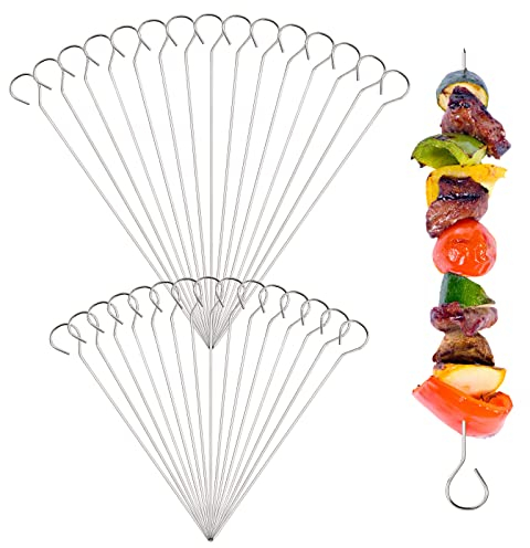 Laughhe Rouladennadeln set 20cm&15cm Schaschlikspieße aus Edelstahl Grillspieße Schaschlikspieße Wiederverwendbare Hohe Qualität Spieß Stöcke Rostfreier Edelstahl, Silber (20cm&15cm - 30 Stück)