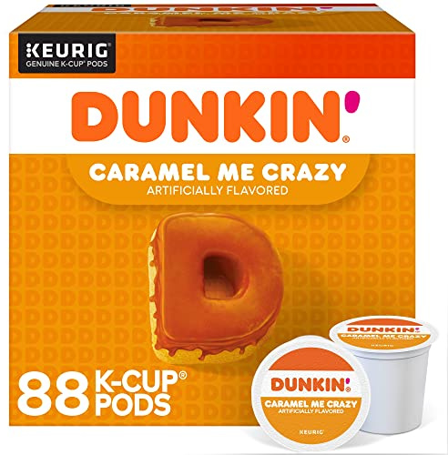 Dunkin' Donuts Coffee K-Cup® Pods, Caramel Me Crazy, Medium Roast, 22 Pods Per Box, Set Of 4 Boxes