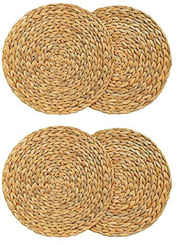Pavewood Lot de 4 sets de table ronds en jacinthe d' en osier tissé de qualité, 38 cm