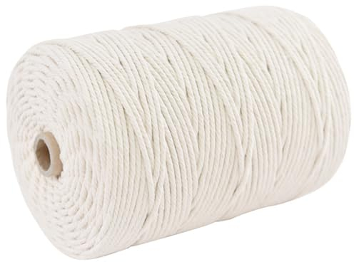 LABUYI 3mm x 50m Makramee Garn, Baumwolle (Beige)