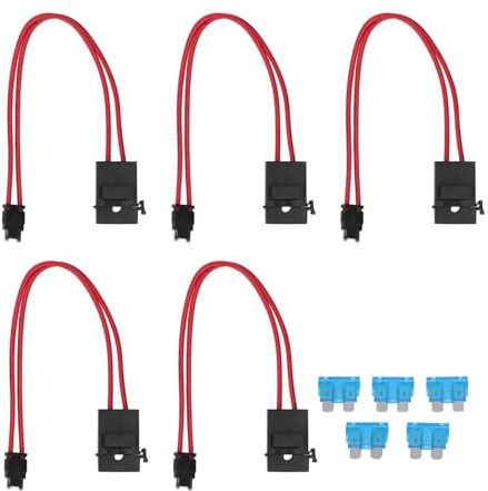 5 PCS Connecteur De Porte-Fusible De Voiture, Atm 20a 16awg Mini Rallonges De Fil Robustes Porte Fusible Automobile Set Connecteur Electronique Avec 5 Fusibles Lame Pour Véhicule (ACD 10.9MM)