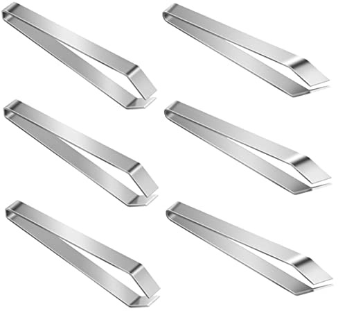 minkissy 6pcs Stainless Steel Fishbone Clip Cooking Tongs Kitchen Angled Tweezers Slant Tweezers Pliers Hand Tools Hair Set Stainless Steel Tongs Fish Bone Tweezers Removal Tool