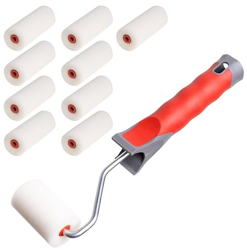 FOLTAPE Schaumwalze 10cm 10er Pack – Farbroller gleichmäßiges Auftragen von Ölfarben geeignet Glatte Oberflächen wie Holz Metall langlebige Lackwalze mit Thermofusionstechnik