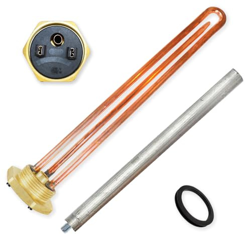 GOLDMAN SERVICE Kit Résistance Thermo Électrique Monobloc Fileté de 1¼ Pouces - Anode Magnésium - Joint. Pièce de rechange pour Chauffe-eau, Accumulateur Solaire, Chaudière (1500W)