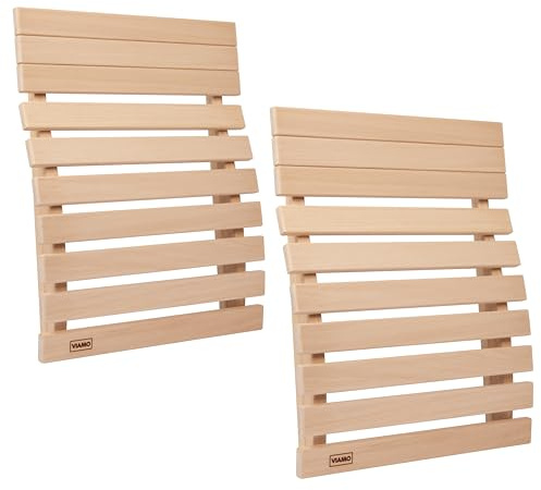 VIAMO® Sauna ryggstöd av abachiträ (set med 2 stycken) 49,5 x 39,5 cm