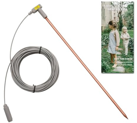 MOKIKUBA Grounding Rod with 40ft Wire, Connects Your Body to the Earth, Great to Use with Earthing Sheet, Grounding Mat, Pillowcase, Pad (Pure Copper)