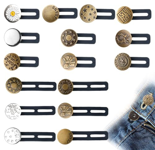 16 Stück Hosenbunderweiterung, Hosenknopf Verlängerung Metall Knopf, Verstellbarer Hosenerweiterung Schwangerschaft für Jeans, Hosen, Jeansrock, Umstandshose (2 Größen:5,5 cm und 3,5 cm)